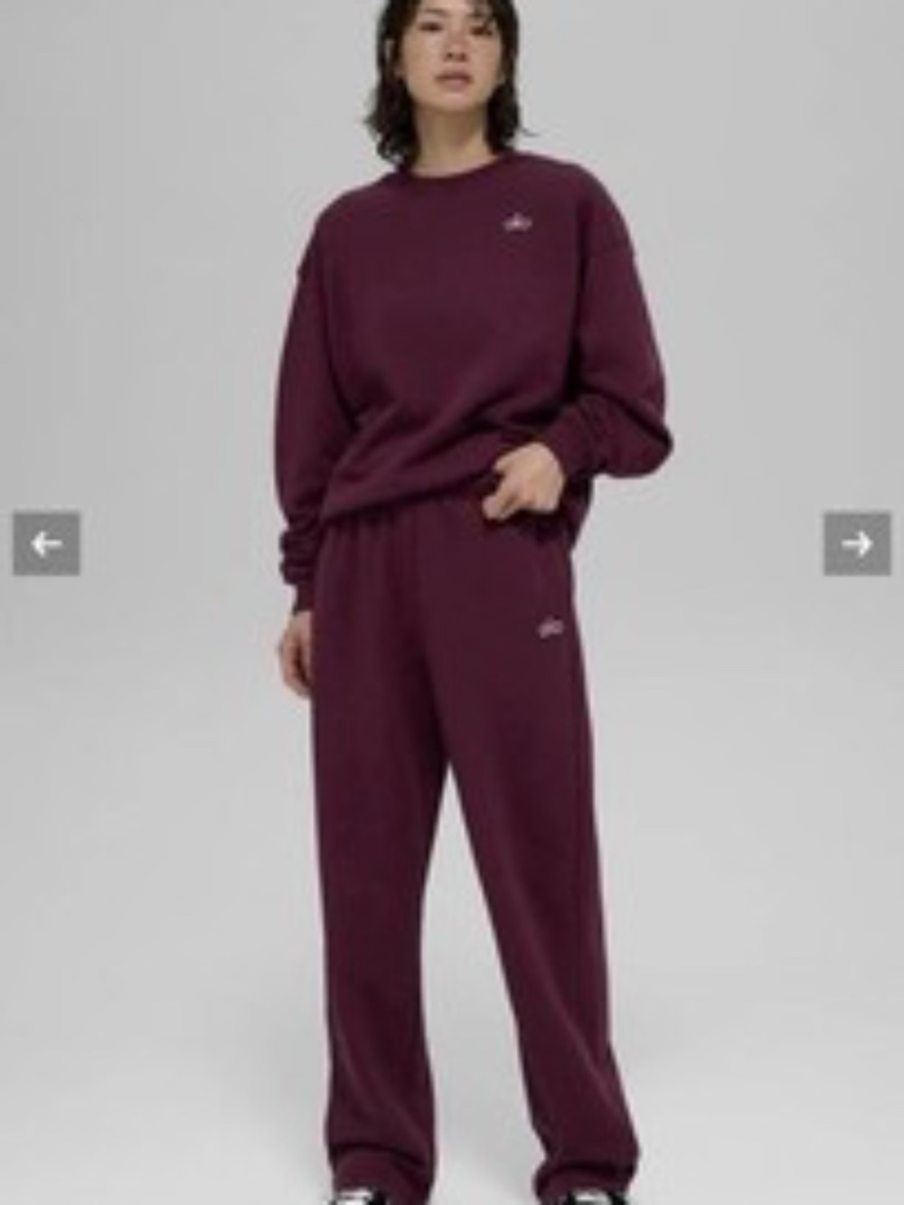 Alo Accolade Burgundy Set - Crewneck + Sweatpants Size XS Extra Small